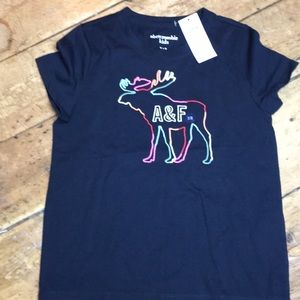 Girls navy tee with embroidered detail